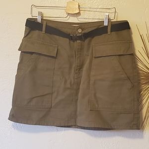 Topshop Utility Clip Buckle Mini Skirt Green